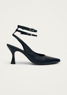 Louise Black Leather Pumps via Alohas