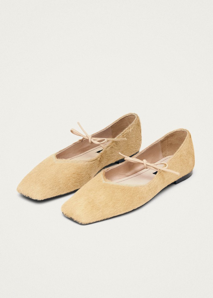 Sway Soft Beige Leather Ballet Flats from Alohas