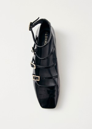 Luke Onix Black Leather Ballet Flats from Alohas