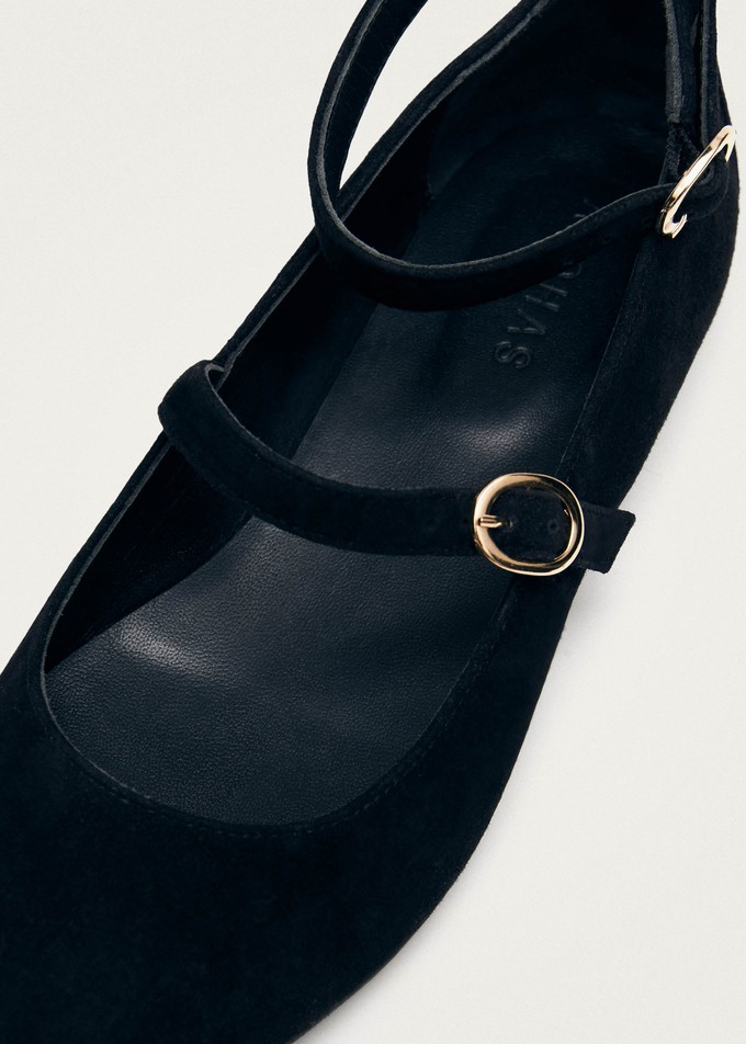 Evelyn Suede Black Leather Ballet Flats from Alohas