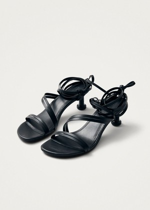 Curly Black Leather Sandals from Alohas