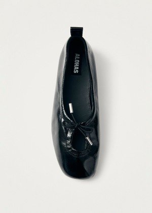 Rosalind Onix Black Leather Ballet Flats from Alohas