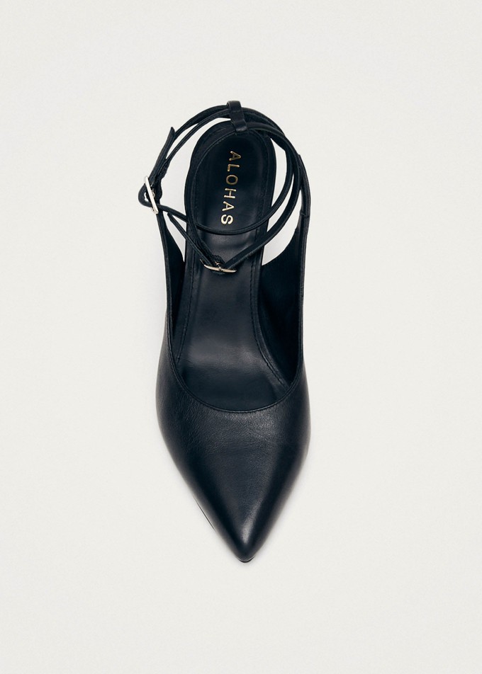 Louise Black Leather Pumps from Alohas