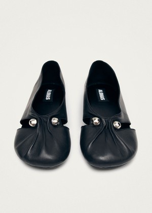 Ravena Black Leather Ballet Flats from Alohas