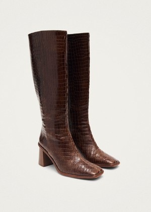 East Alli Brown Leather Boots from Alohas