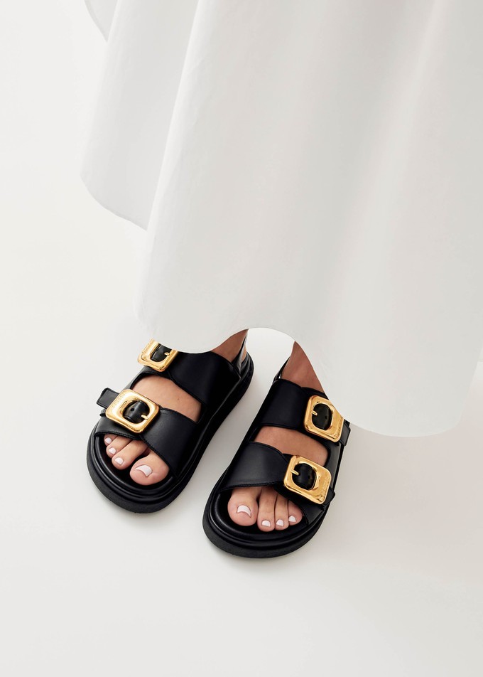 Daria Black Leather Sandals from Alohas