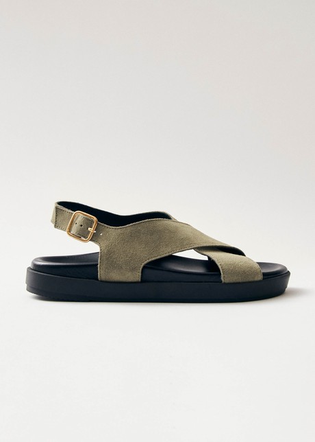 Nico Suede Khaki Leather Sandals from Alohas