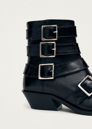 Eras Black Leather Ankle Boots from Alohas