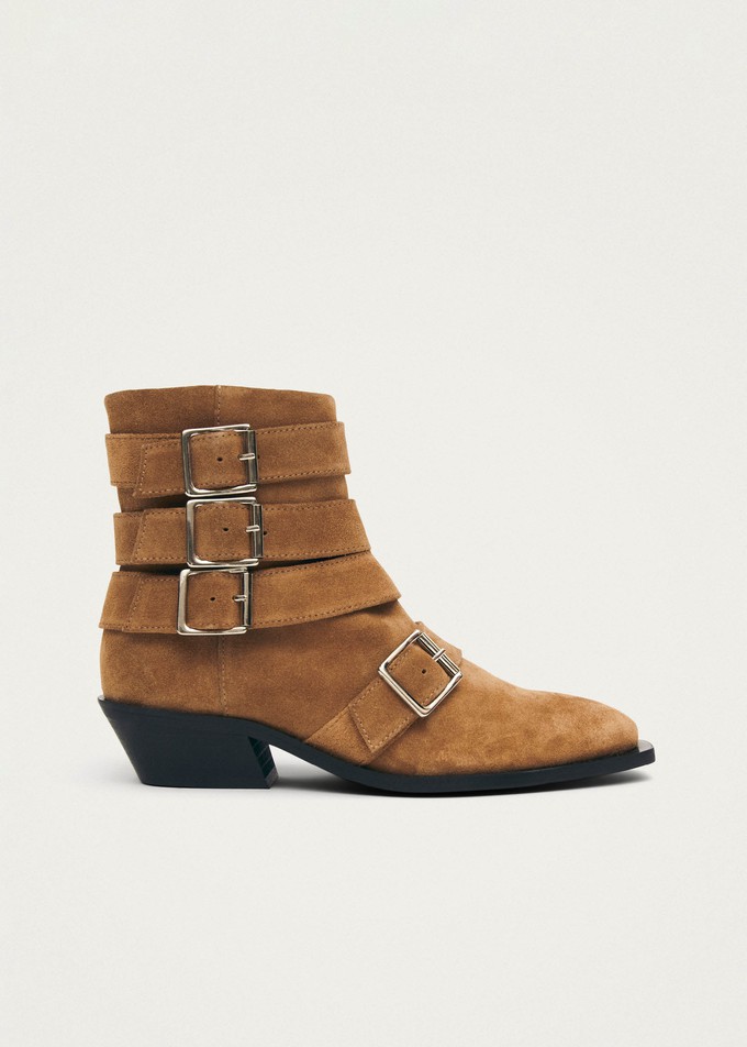 Eras Suede Tan Leather Ankle Boots from Alohas