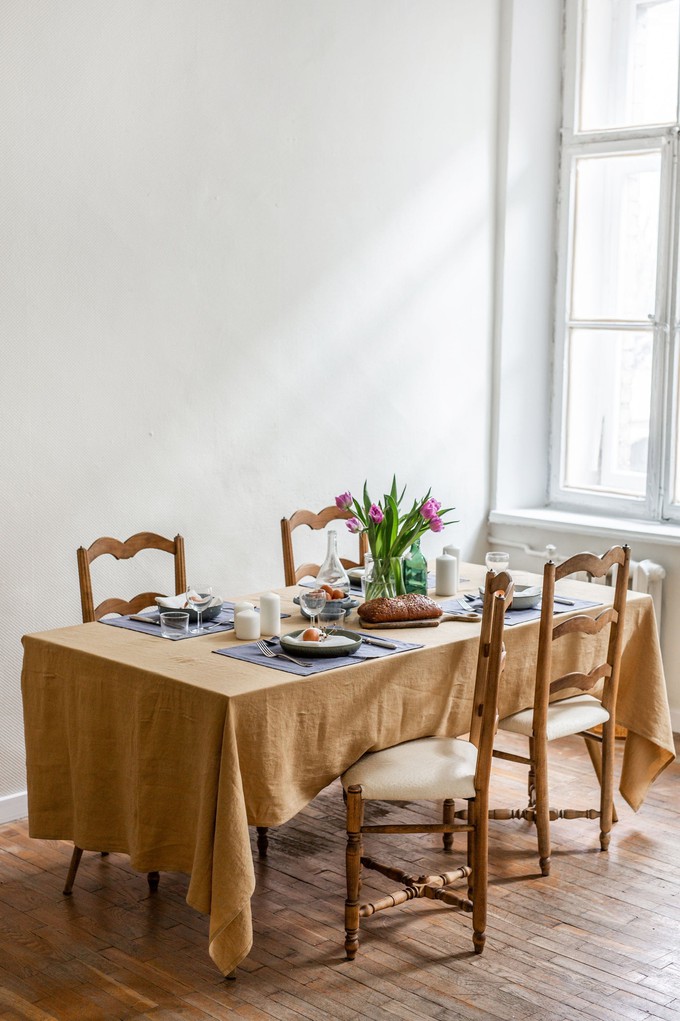 Linen tablecloth in Mustard from AmourLinen