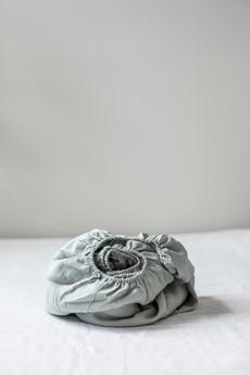 Linen fitted sheet in Sage Green via AmourLinen