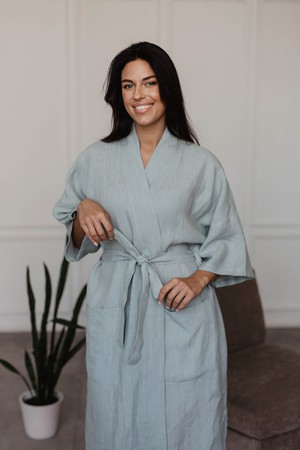 Linen bathrobe Midnight from AmourLinen