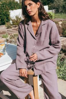 Long sleeve pajama set Nightly in Charcoal | sale via AmourLinen