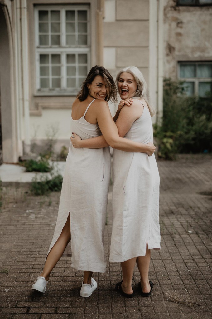 Linen long dress JAKARTA in Cream from AmourLinen