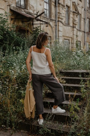 Linen pants Tokyo in Charcoal from AmourLinen