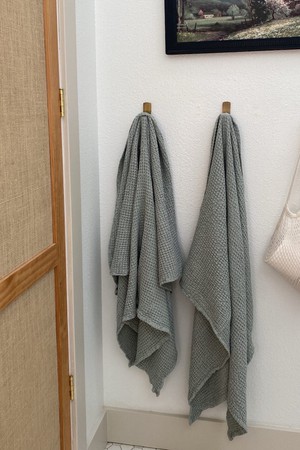 Linen waffle towel set in Sage Green (3 pcs) from AmourLinen