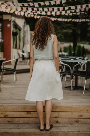 Bergen mid-length linen skirt in Cream from AmourLinen