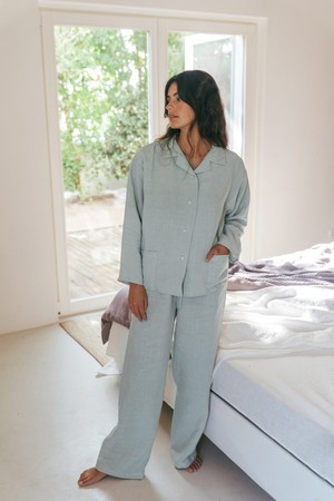 Long sleeve pajama set Snooze in Sage Green from AmourLinen