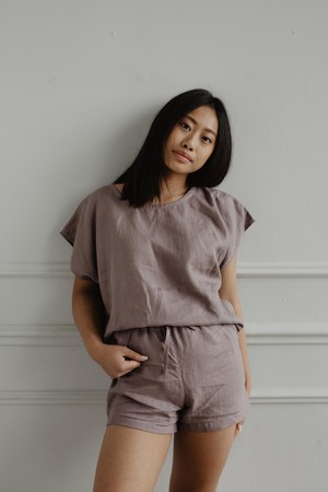 Short sleeve pyjama set CLOUD NINE from AmourLinen