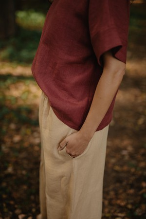 Wide linen pants ISABELLA in Mustard from AmourLinen