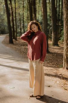 Wide linen pants ISABELLA in Mustard via AmourLinen