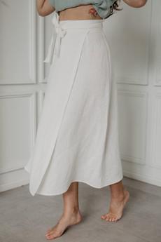 Linen wrap skirt IRIS in White via AmourLinen