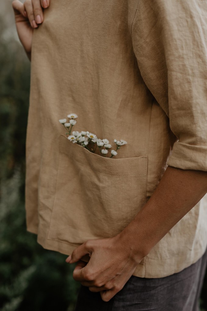 Linen oversized jacket KYIV in Mustard from AmourLinen