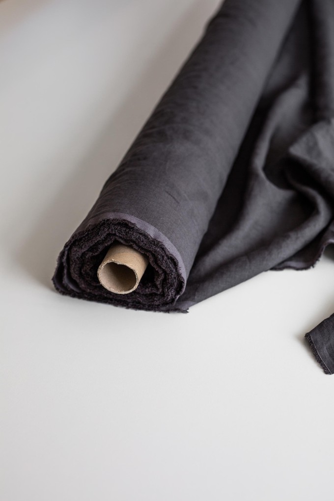 Charcoal 95" / 240 cm linen fabric from AmourLinen