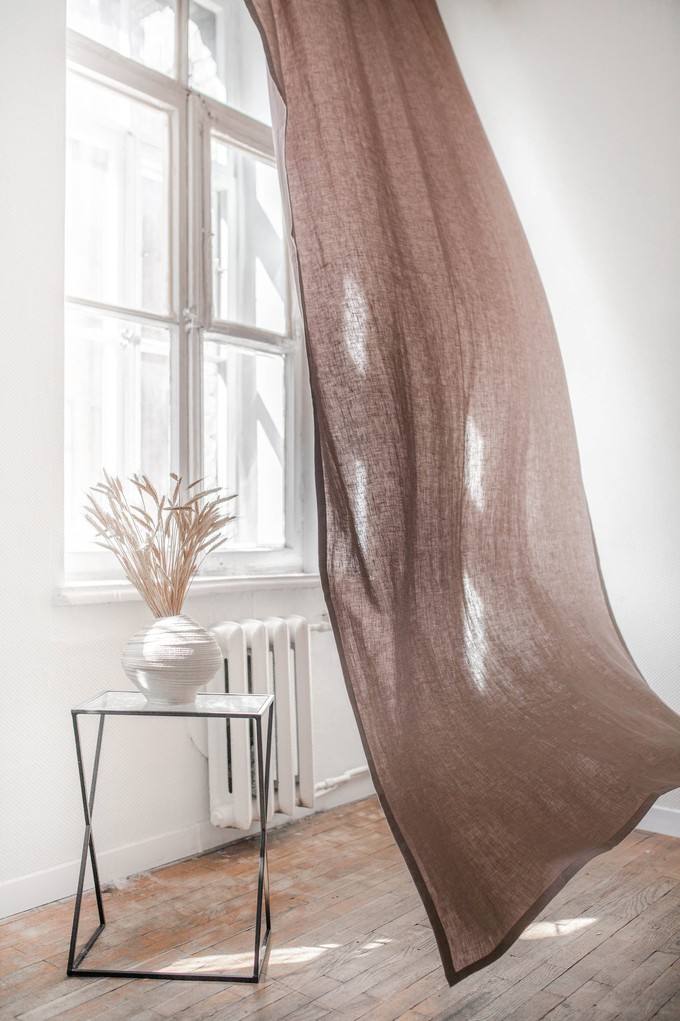 Tab top linen curtain in Rosy Brown from AmourLinen