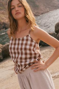 HILO top in Mocha Gingham via AmourLinen