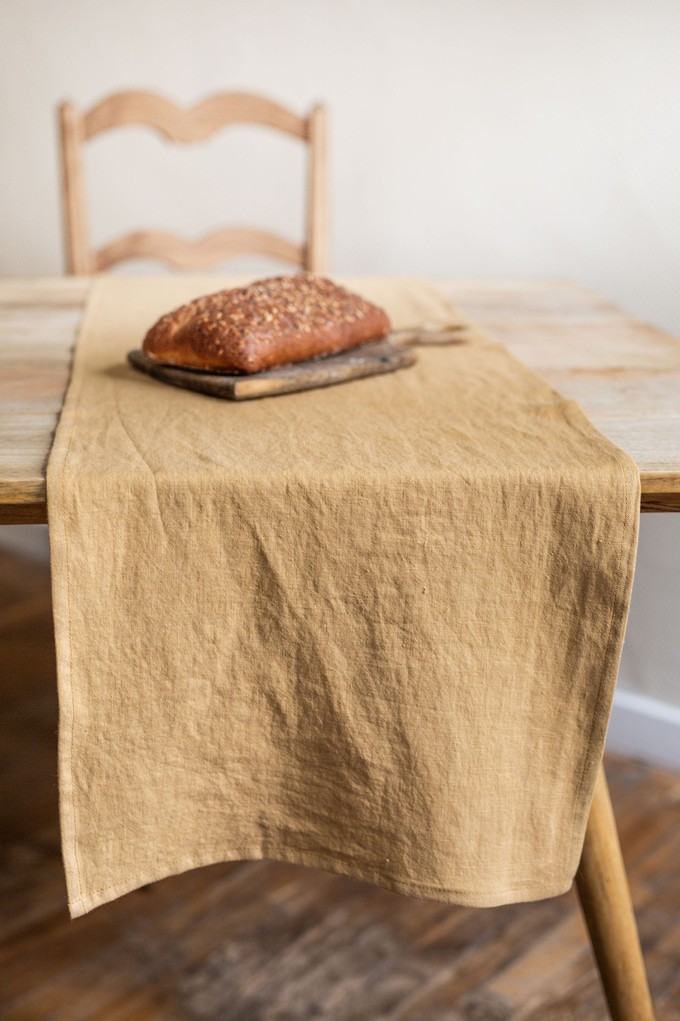 Linen table runner in Mustard from AmourLinen