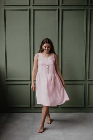 Linen sleeveless summer dress HAZEL in Cotton Candy from AmourLinen