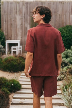 Linen loungewear shorts set ASPEN in Terracotta from AmourLinen