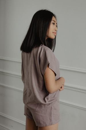 Short sleeve pajama set CLOUD NINE in Rosy Brown from AmourLinen