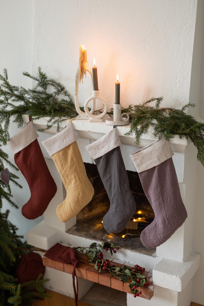 Linen Christmas stocking from AmourLinen