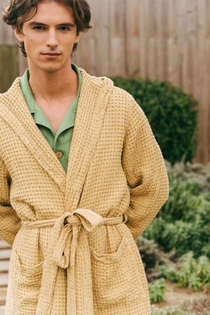 Men's waffle linen bathrobe from AmourLinen