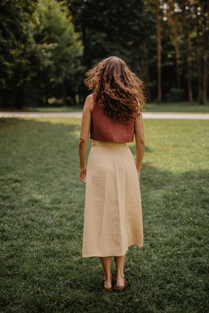 Linen wrap skirt IRIS in Mustard from AmourLinen