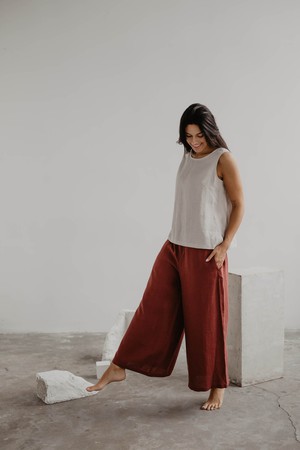 Wide linen pants ISABELLA in Terracotta from AmourLinen