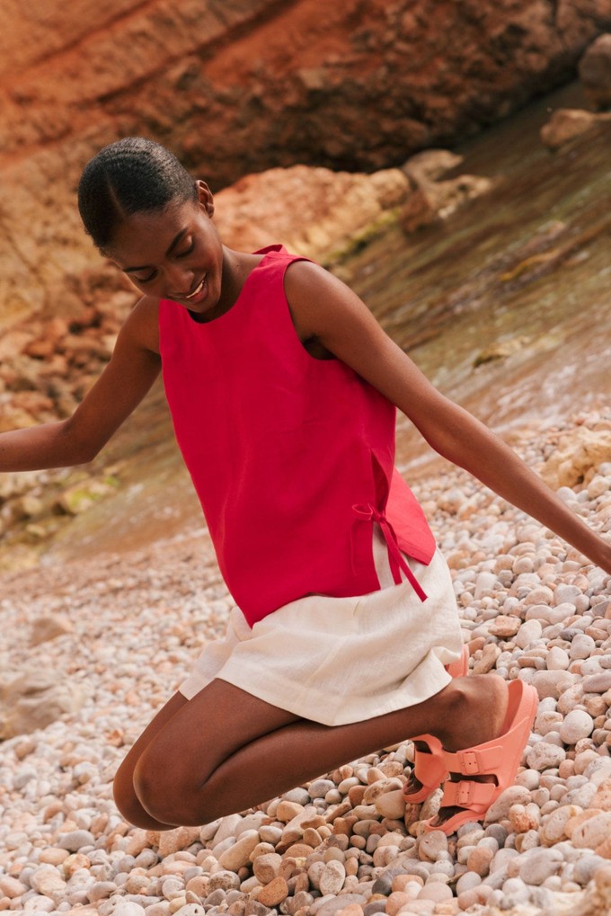 BETTY classic linen shorts in White from AmourLinen