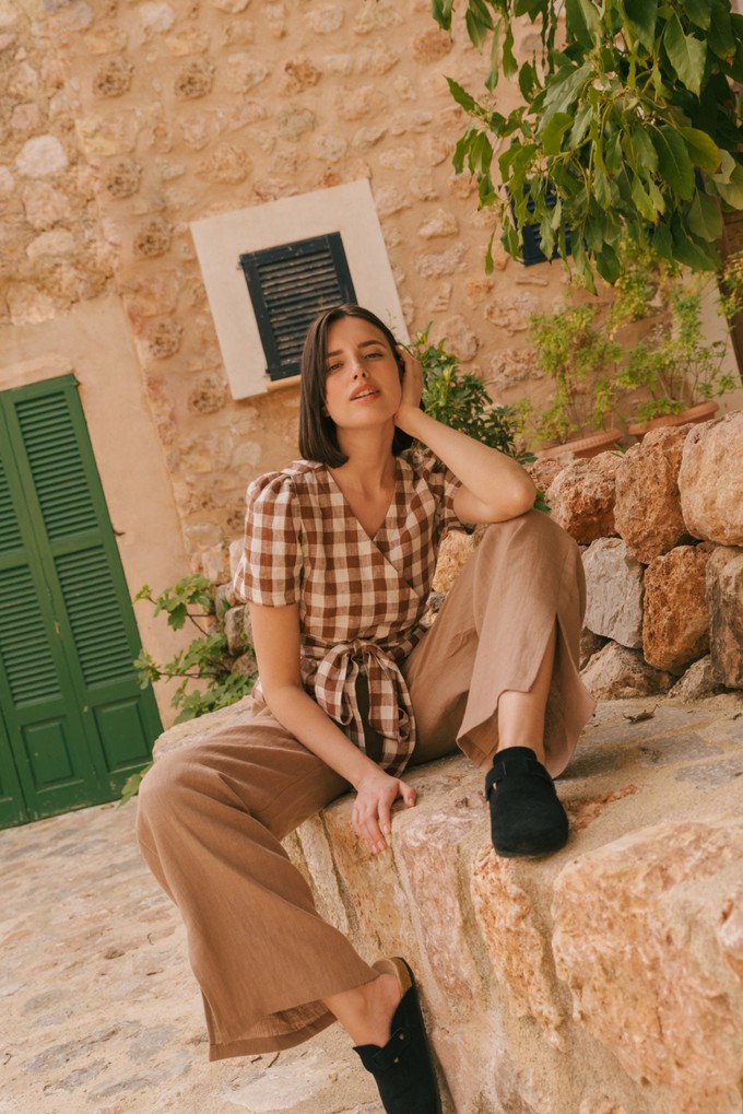 Leah wide linen pants with slits from AmourLinen