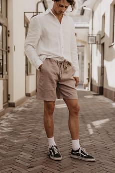 Linen shorts ARES in Cream | sale via AmourLinen