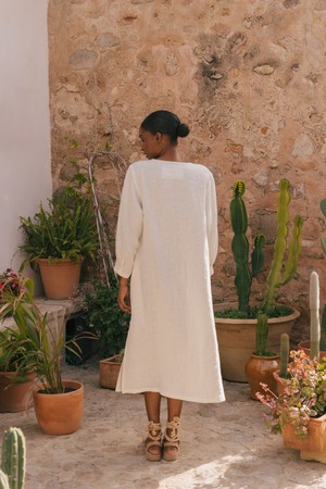 AMALIA long-length linen dress in White from AmourLinen