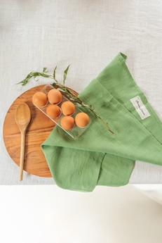 Linen tea towel in Matcha Green via AmourLinen