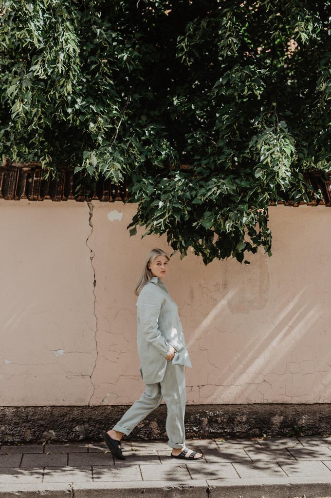 Linen suit set Sahara XL Sage Green from AmourLinen