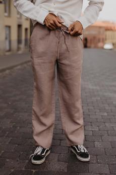 Linen pants ADONIS in Rosy Brown via AmourLinen