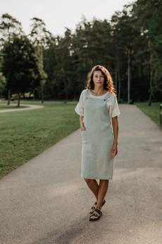 Linen apron dress JADE in Sage Green via AmourLinen