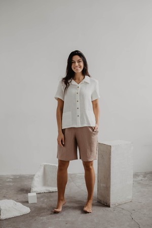 Linen summer shirt SCARLETT in White from AmourLinen