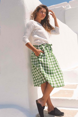 Bergen mid-length linen skirt from AmourLinen