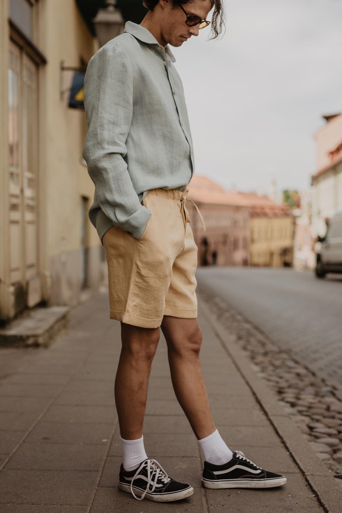 Linen shorts ARES in Mustard from AmourLinen