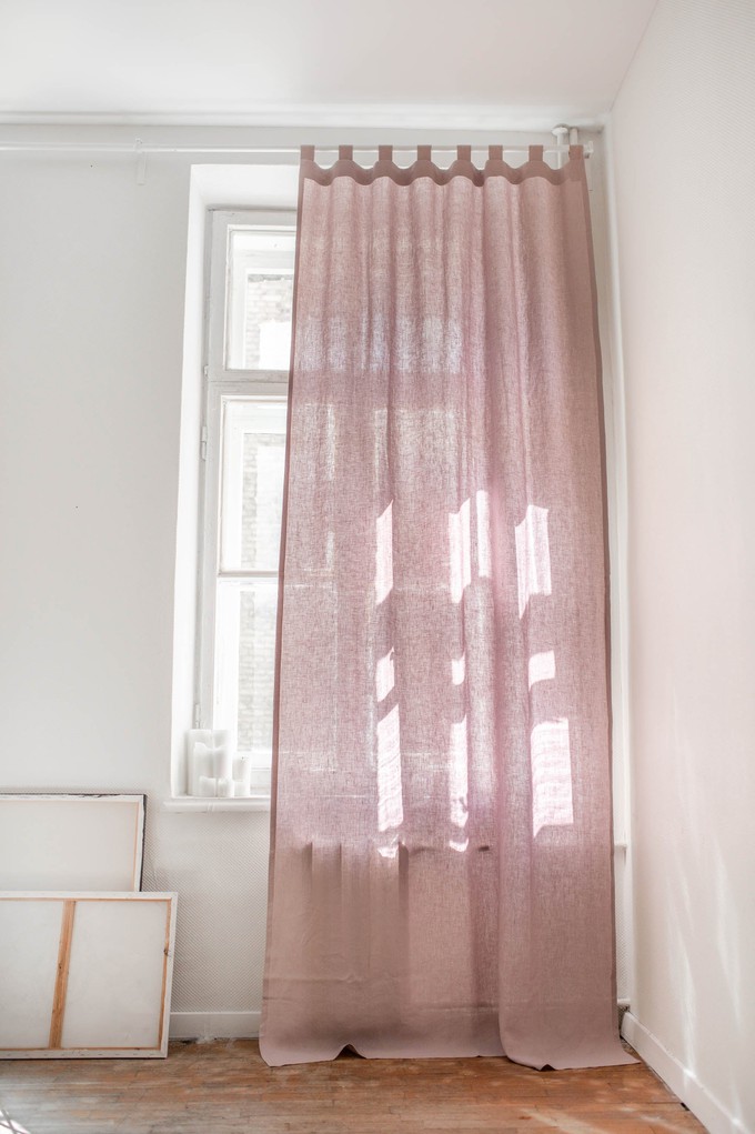 Tab top linen curtain - 91x100" / 230x254cm / Dusty Rose from AmourLinen